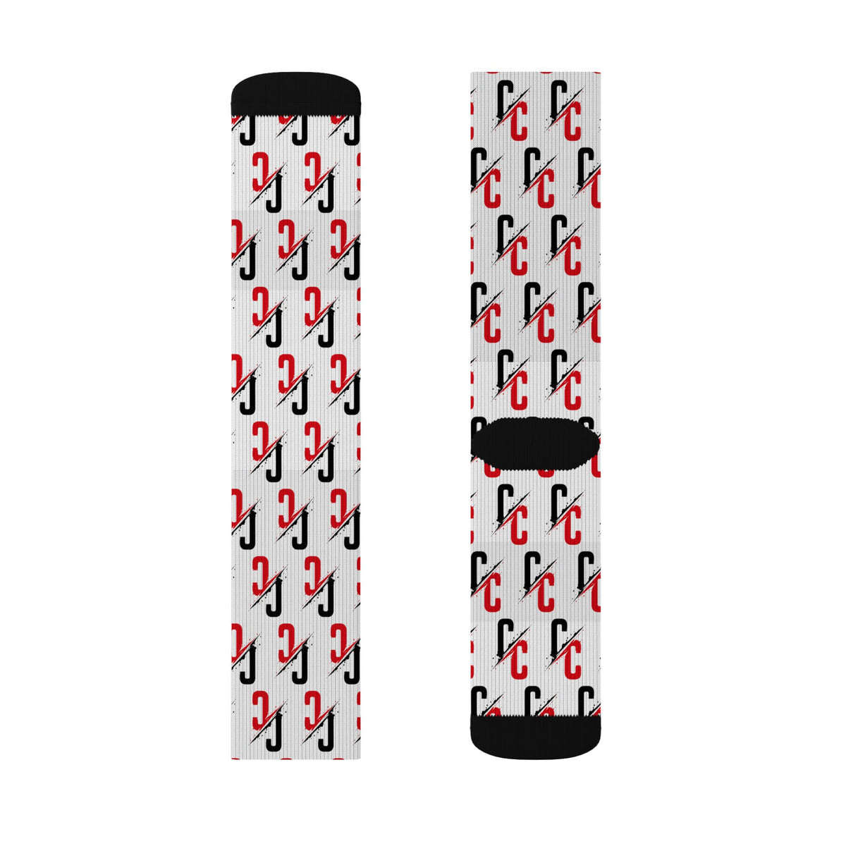 Monogram CC Pattern Sublimation Socks — Custom Initials Crew Socks