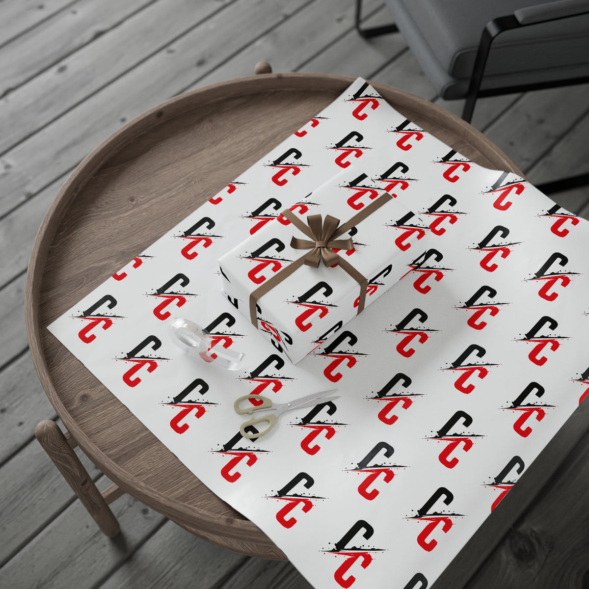Decorative Wrapping Paper — Red & Black Brushstroke Pattern