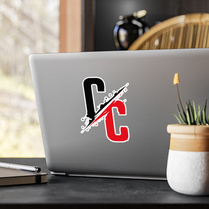 Vinyl Sticker — CC Split Logo Kiss-Cut Decal (Black & Red)
