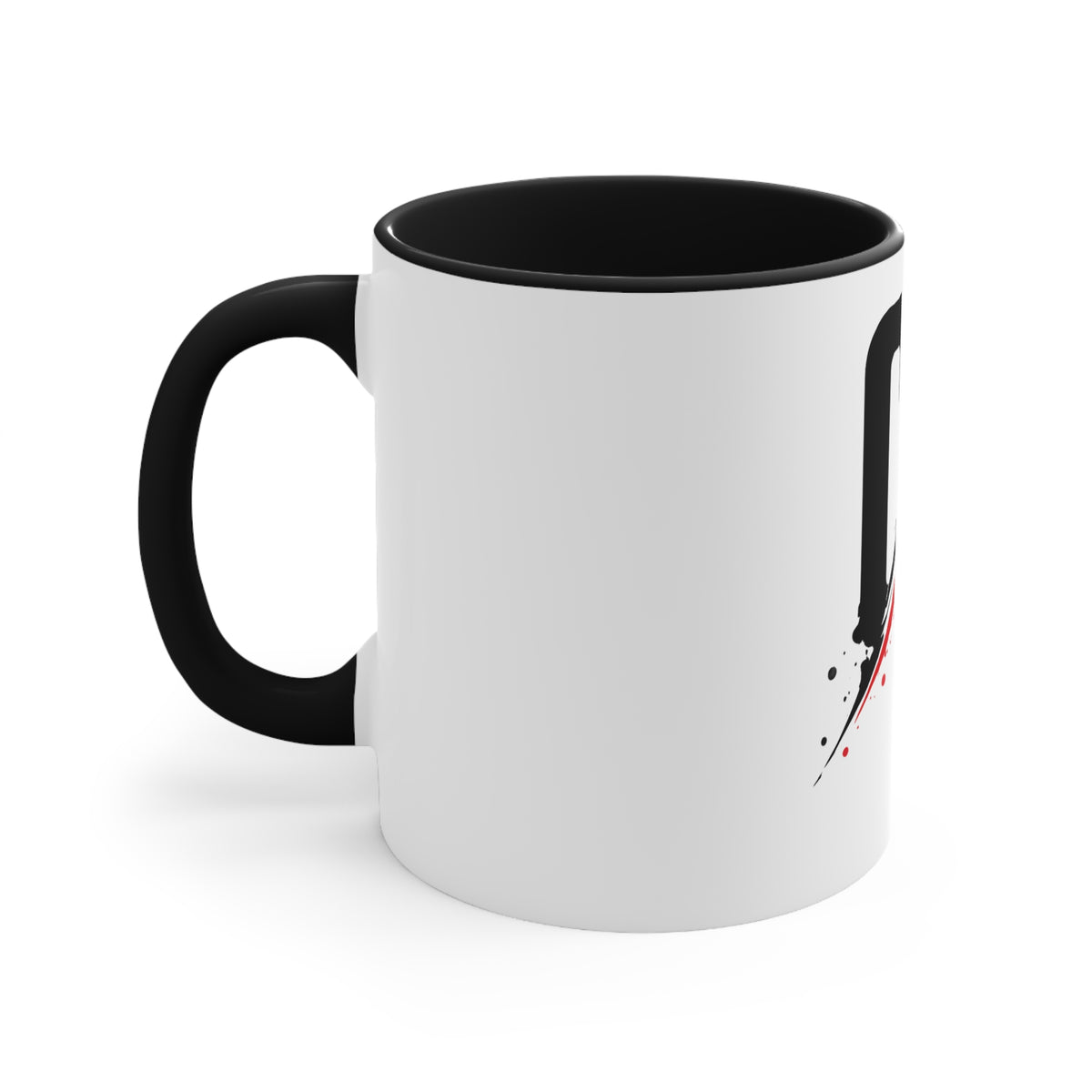 Accent Mug — CC Monogram Split Brush Stroke Coffee Cup (Pink Interior)