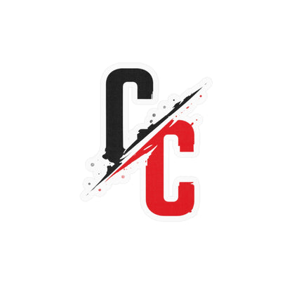 Vinyl Sticker — CC Split Logo Kiss-Cut Decal (Black & Red)