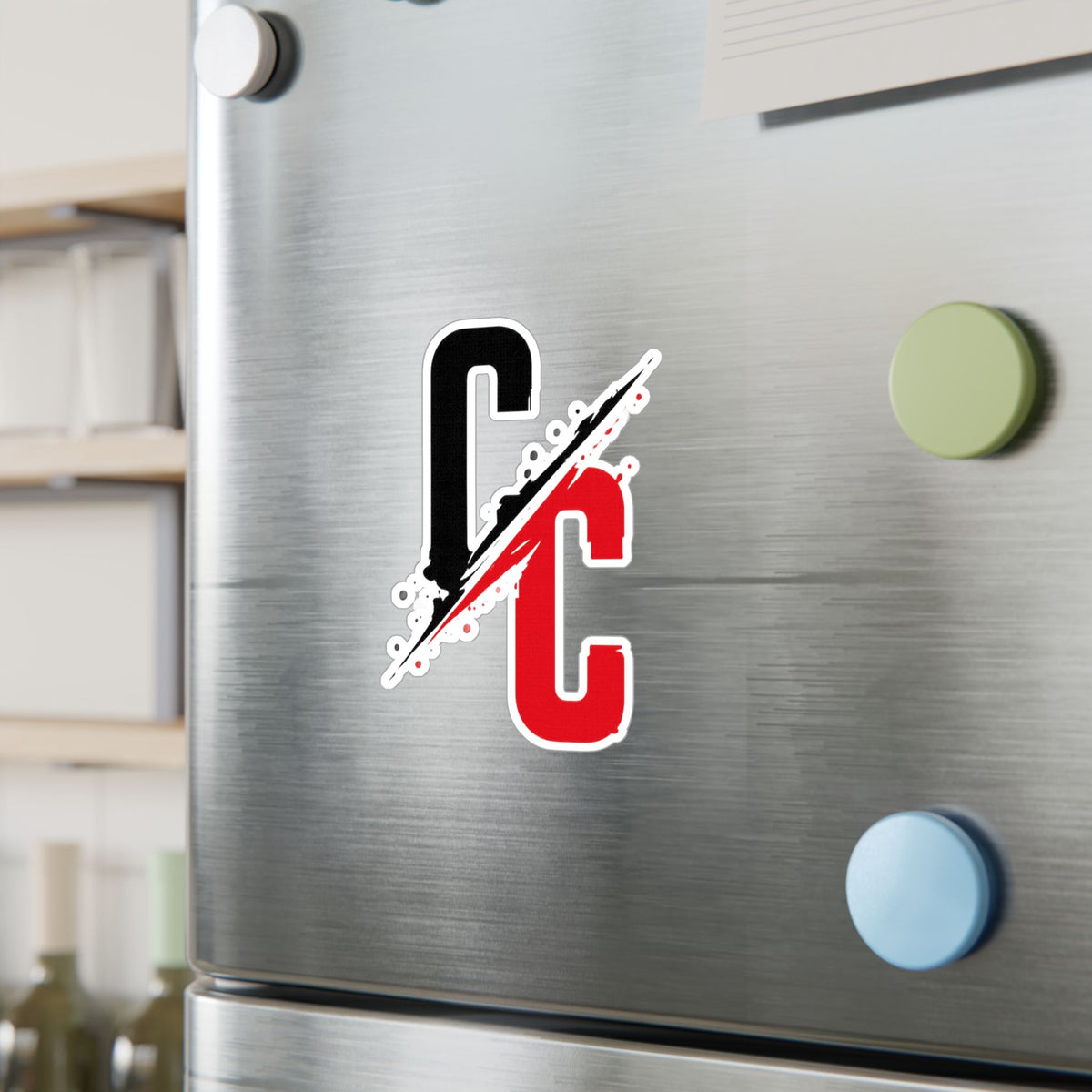 Vinyl Sticker — CC Split Logo Kiss-Cut Decal (Black & Red)