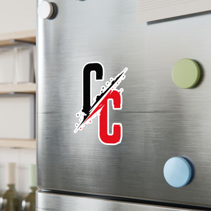 Vinyl Sticker — CC Split Logo Kiss-Cut Decal (Black & Red)