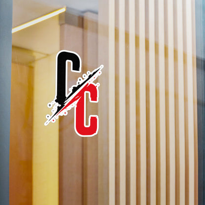 Vinyl Sticker — CC Split Logo Kiss-Cut Decal (Black & Red)