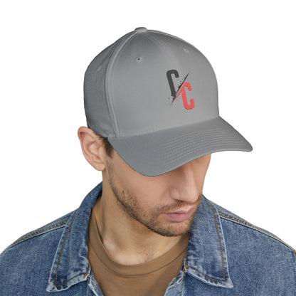 Embroidered CC Logo Black and Red Baseball Cap