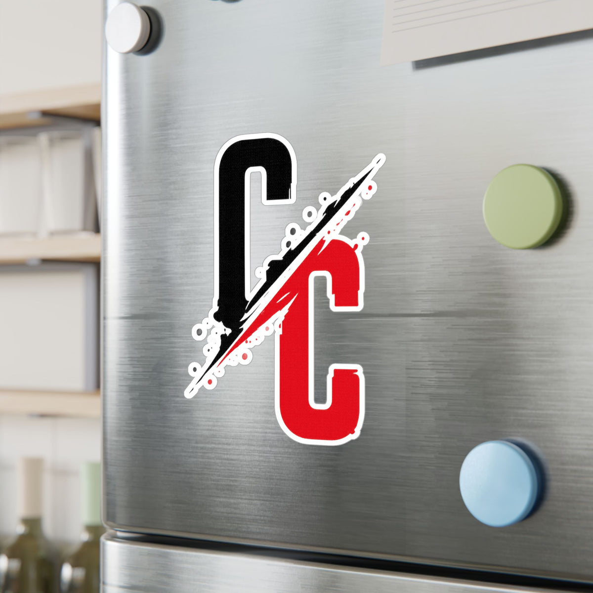 Vinyl Sticker — CC Split Logo Kiss-Cut Decal (Black & Red)