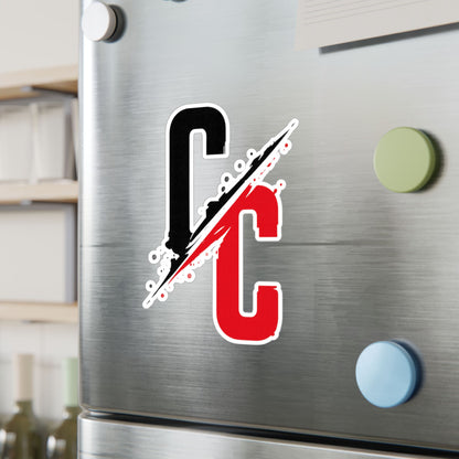 Vinyl Sticker — CC Split Logo Kiss-Cut Decal (Black & Red)