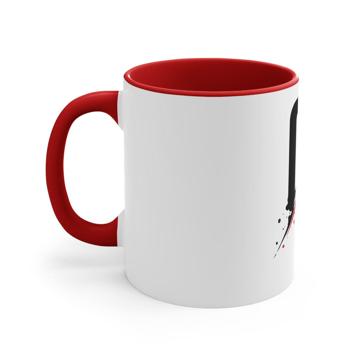 Accent Mug — CC Monogram Split Brush Stroke Coffee Cup (Pink Interior)