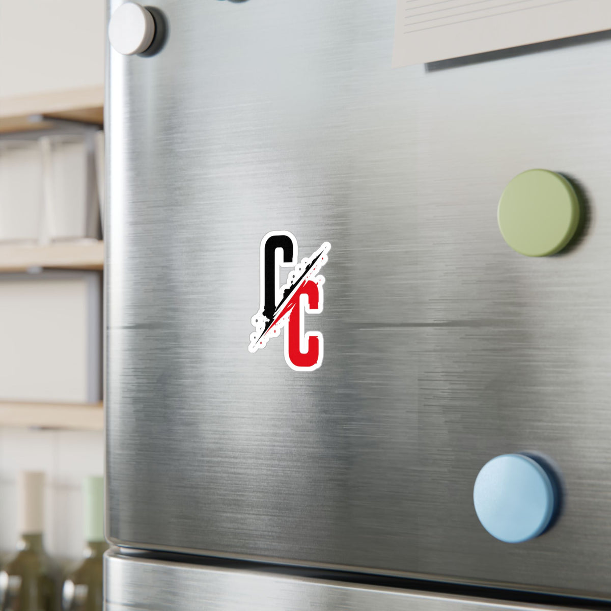 Vinyl Sticker — CC Split Logo Kiss-Cut Decal (Black & Red)
