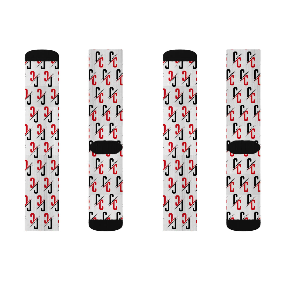 Monogram CC Pattern Sublimation Socks — Custom Initials Crew Socks