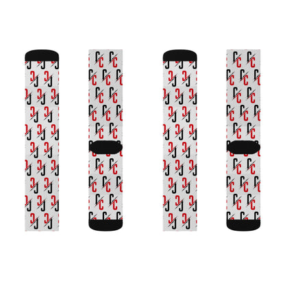 Monogram CC Pattern Sublimation Socks — Custom Initials Crew Socks