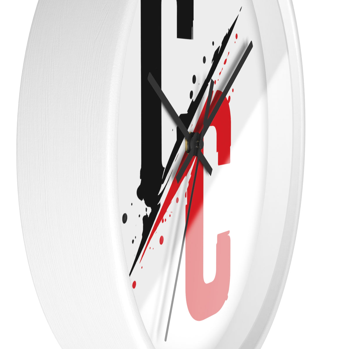 CC Split-Strike Wall Clock — Modern Black & Red Graphic Timepiece