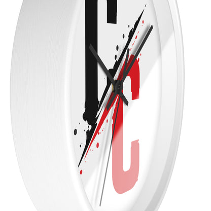 CC Split-Strike Wall Clock — Modern Black & Red Graphic Timepiece