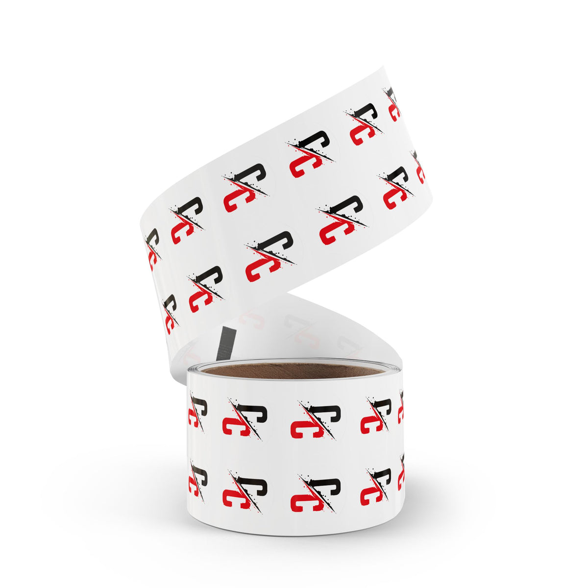 Round Logo Sticker Roll — Black & Red 'C/C' Branded Labels