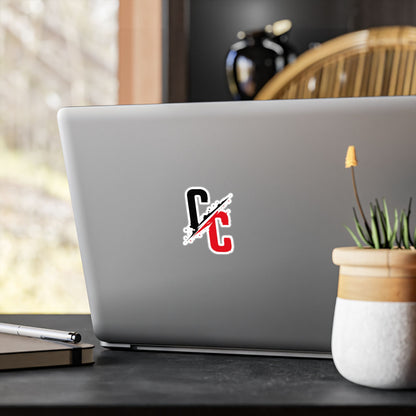 Vinyl Sticker — CC Split Logo Kiss-Cut Decal (Black & Red)