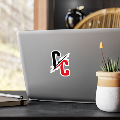 Vinyl Sticker — CC Split Logo Kiss-Cut Decal (Black & Red)
