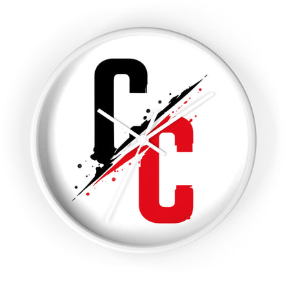 CC Split-Strike Wall Clock — Modern Black & Red Graphic Timepiece