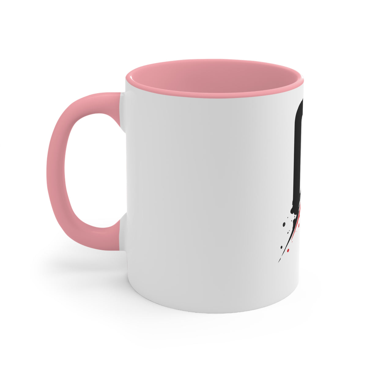 Accent Mug — CC Monogram Split Brush Stroke Coffee Cup (Pink Interior)