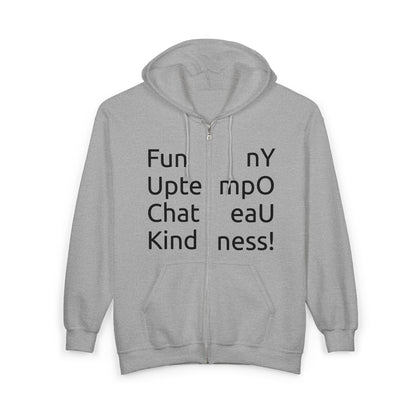 Full-Zip Hoodie — Playful Vertical Text Design ("F-U")