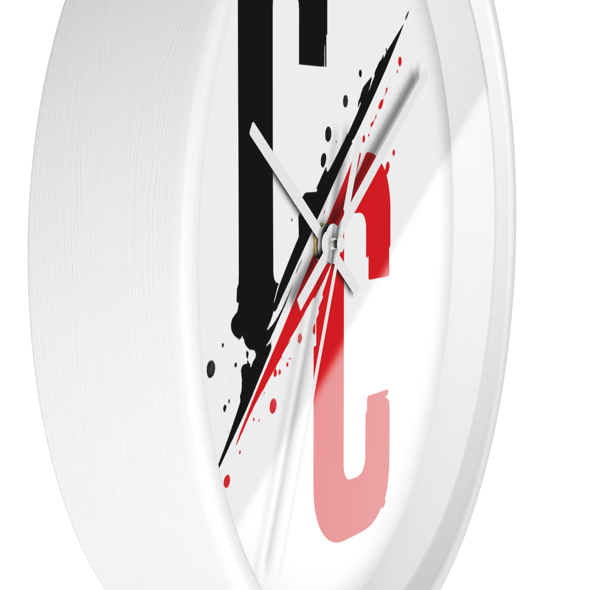 CC Split-Strike Wall Clock — Modern Black & Red Graphic Timepiece