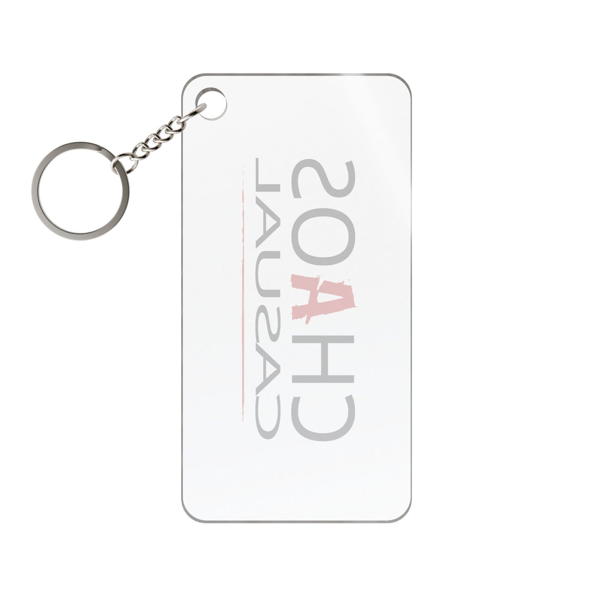 Chaos Casual Rectangular Keychain Charm — Single-Sided Printed Logo Keyring