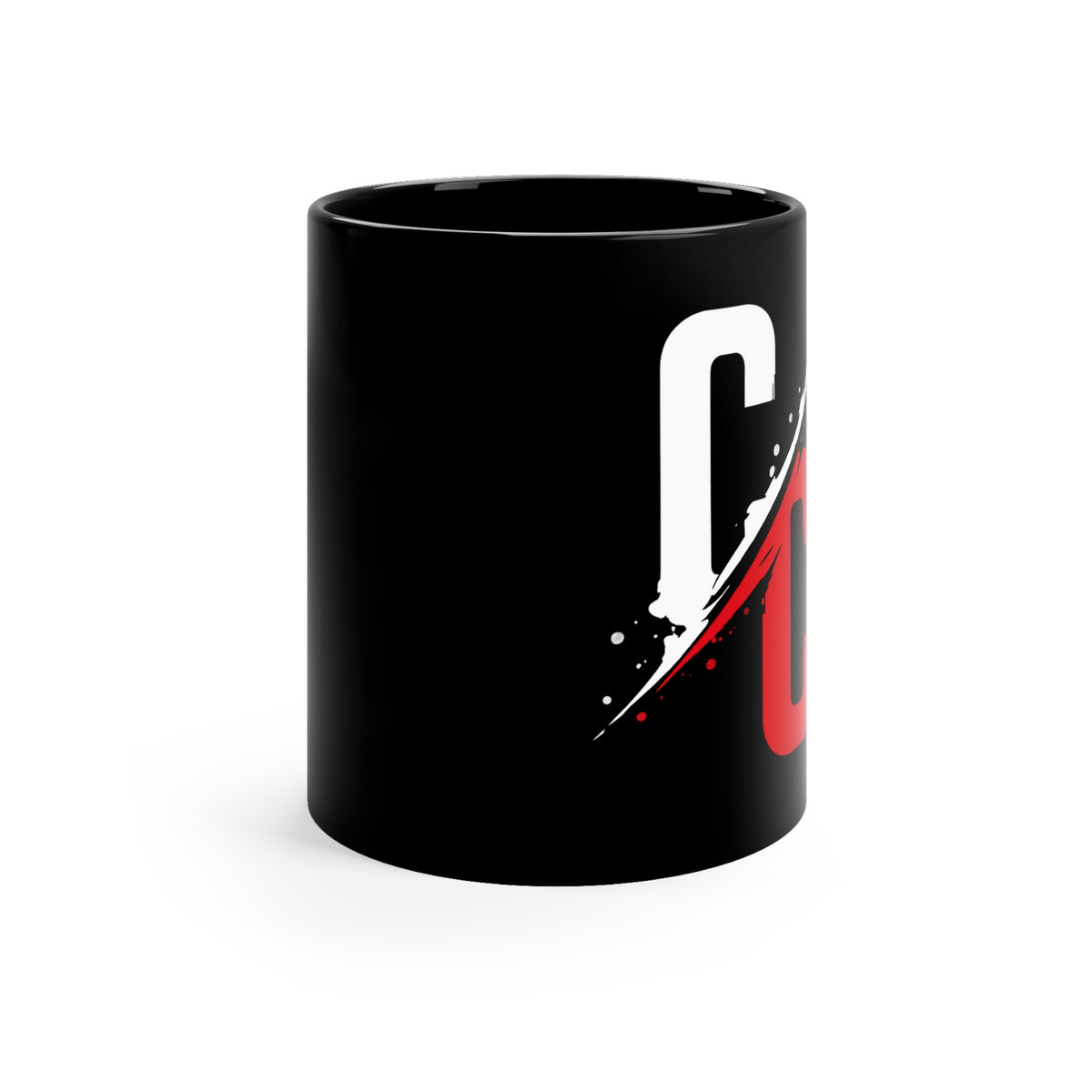Black Coffee Mug – Bold Red & White Graphic 11oz
