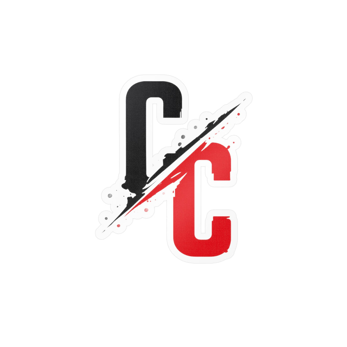 Vinyl Sticker — CC Split Logo Kiss-Cut Decal (Black & Red)