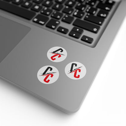 Round Logo Sticker Roll — Black & Red 'C/C' Branded Labels