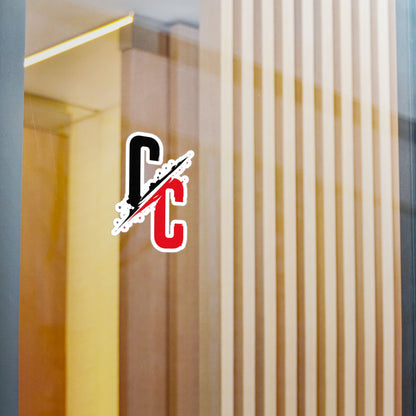 Vinyl Sticker — CC Split Logo Kiss-Cut Decal (Black & Red)