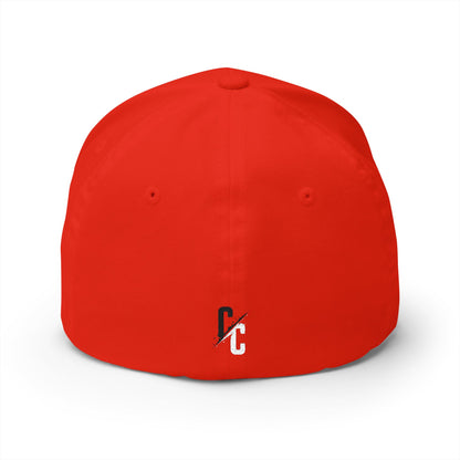Embroidered CC Logo Black and White | Red Baseball Cap