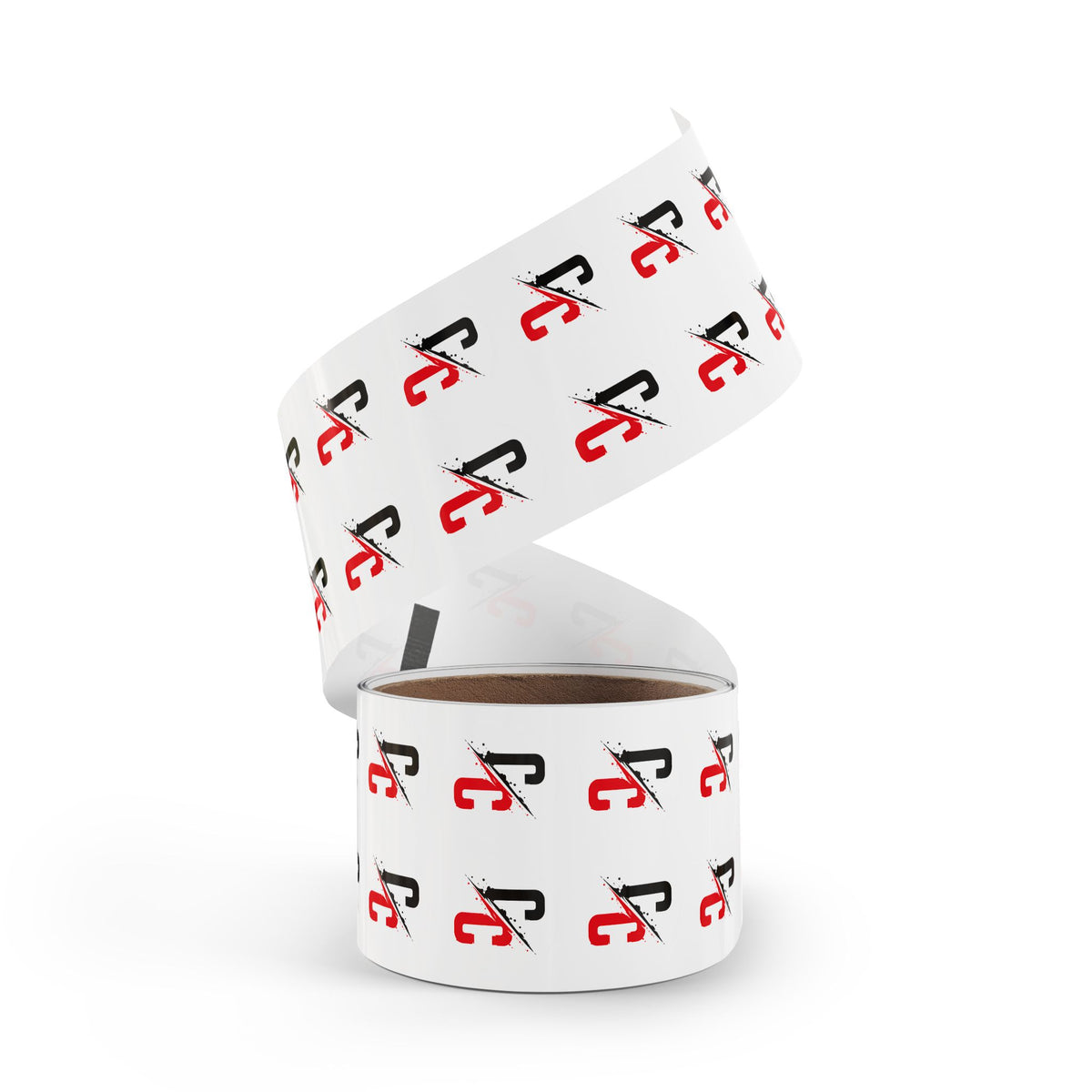 Round Logo Sticker Roll — Black & Red 'C/C' Branded Labels