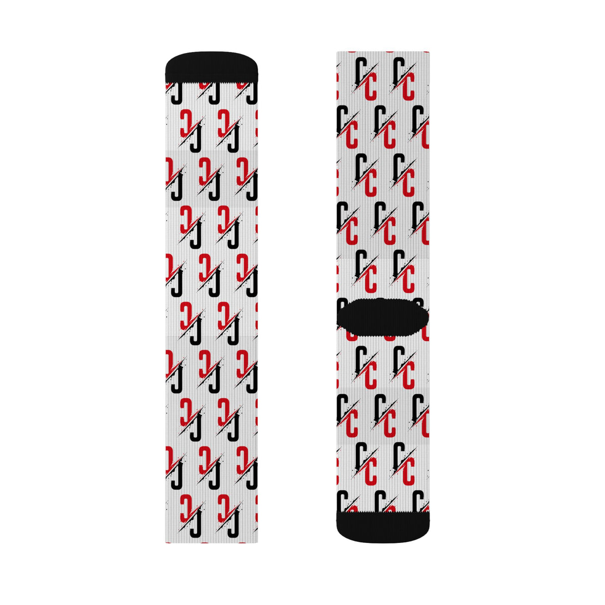 Monogram CC Pattern Sublimation Socks — Custom Initials Crew Socks