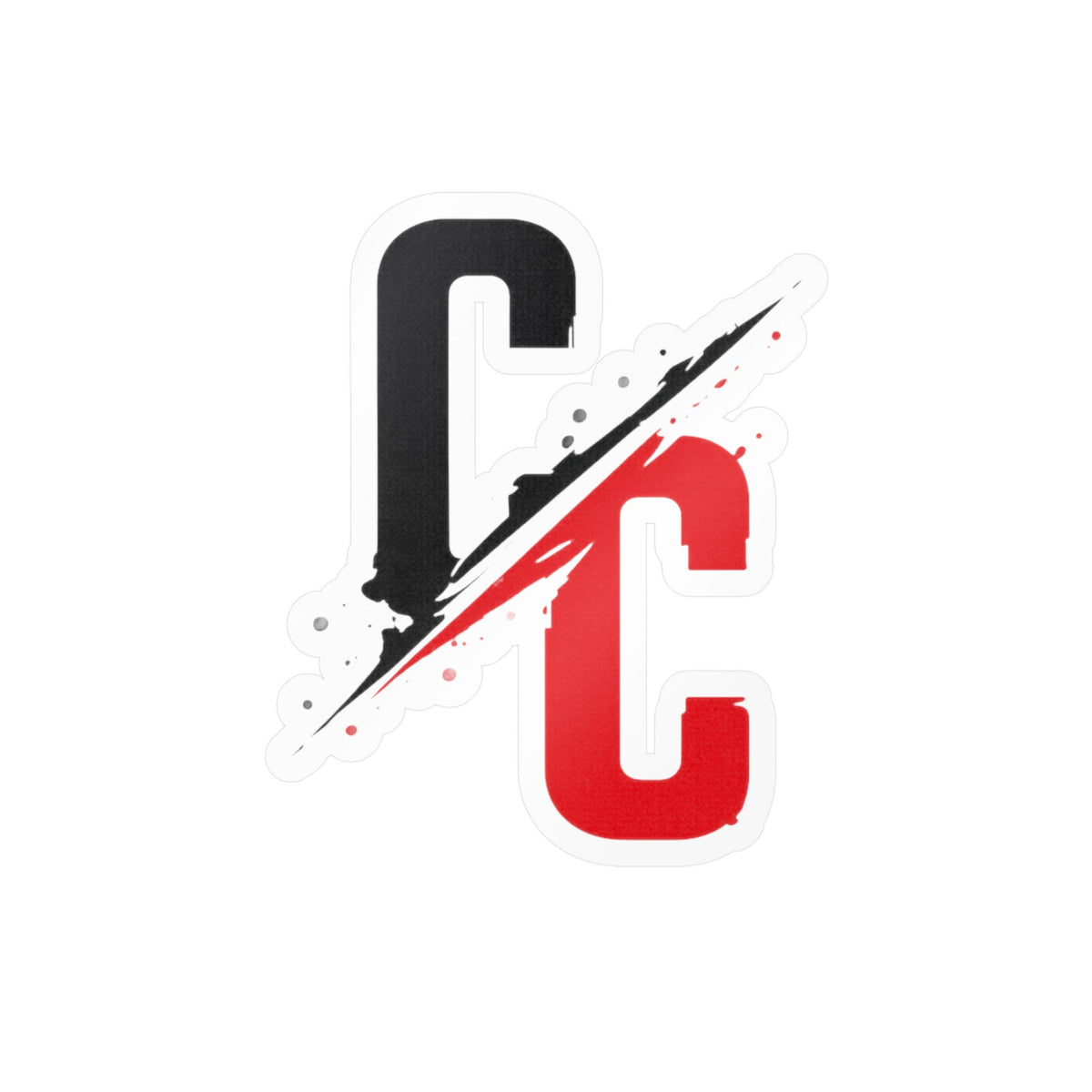 Vinyl Sticker — CC Split Logo Kiss-Cut Decal (Black & Red)