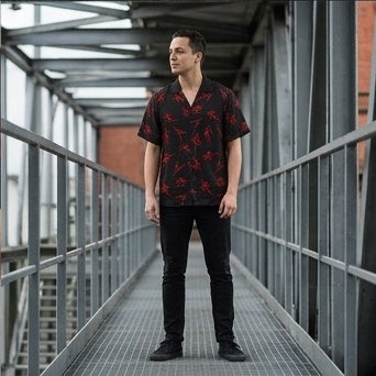 Silhouette Black & Red Button Down Shirt