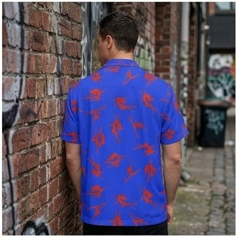 Silhouette Button Down — Blue & Orange