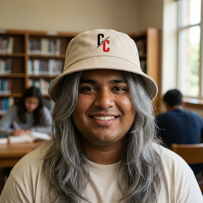 Embroidered CC Split Logo Nylon Bucket Hat — Lightweight Streetwear