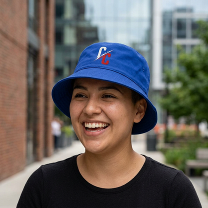 Embroidered CC Split Logo Nylon Bucket Hat — Lightweight Streetwear
