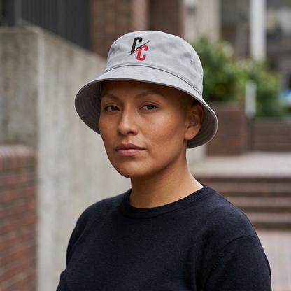 Embroidered CC Split Logo Nylon Bucket Hat — Lightweight Streetwear