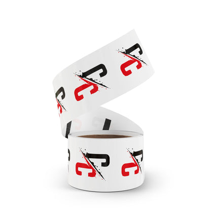 Round Logo Sticker Roll — Black & Red 'C/C' Branded Labels