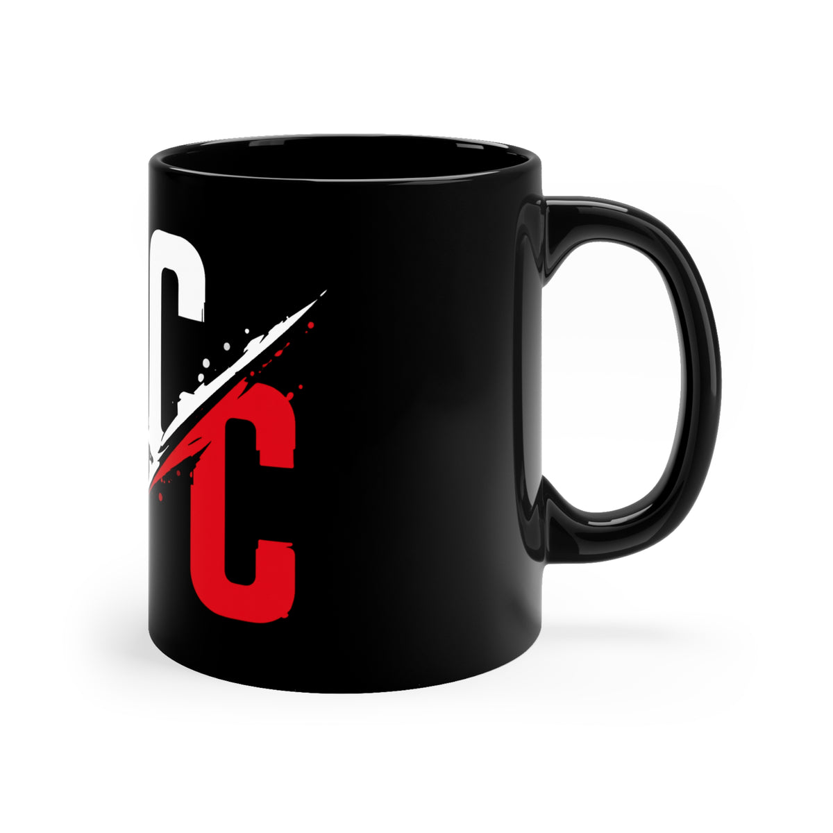 Black Coffee Mug – Bold Red & White Graphic 11oz