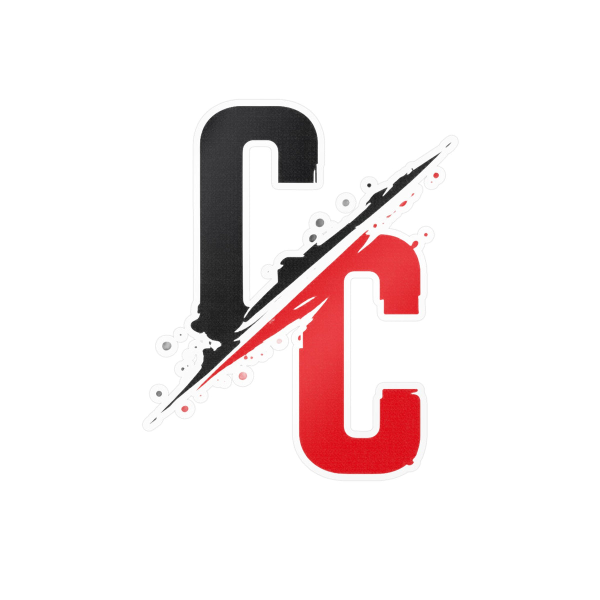 Vinyl Sticker — CC Split Logo Kiss-Cut Decal (Black & Red)