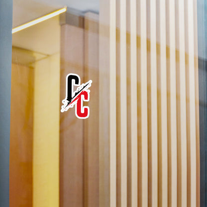 Vinyl Sticker — CC Split Logo Kiss-Cut Decal (Black & Red)
