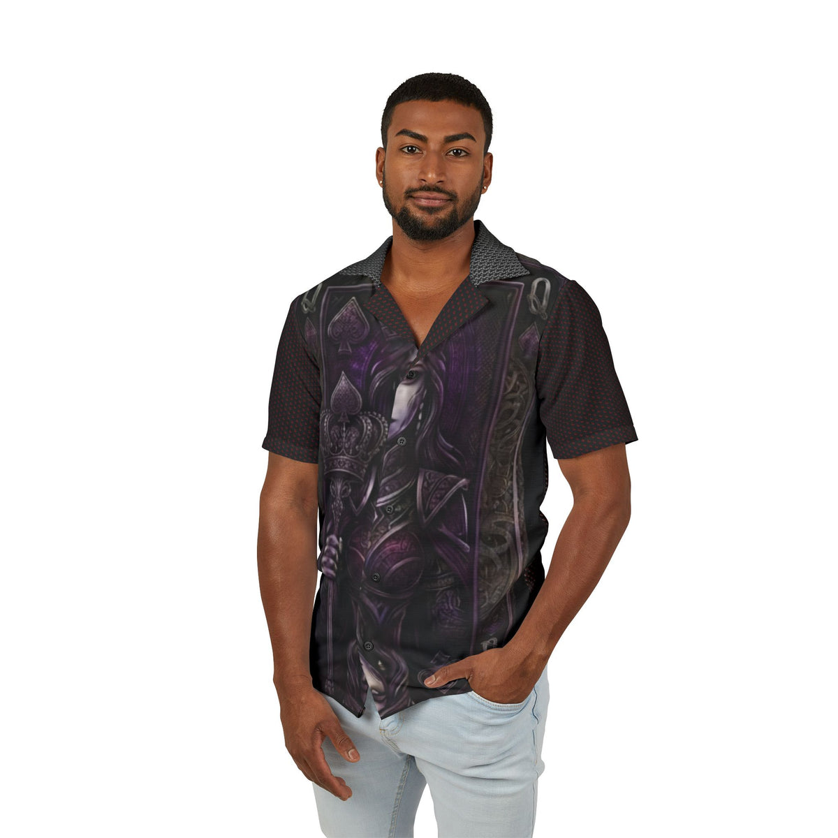 Gothic Queen Playing Card Button Down