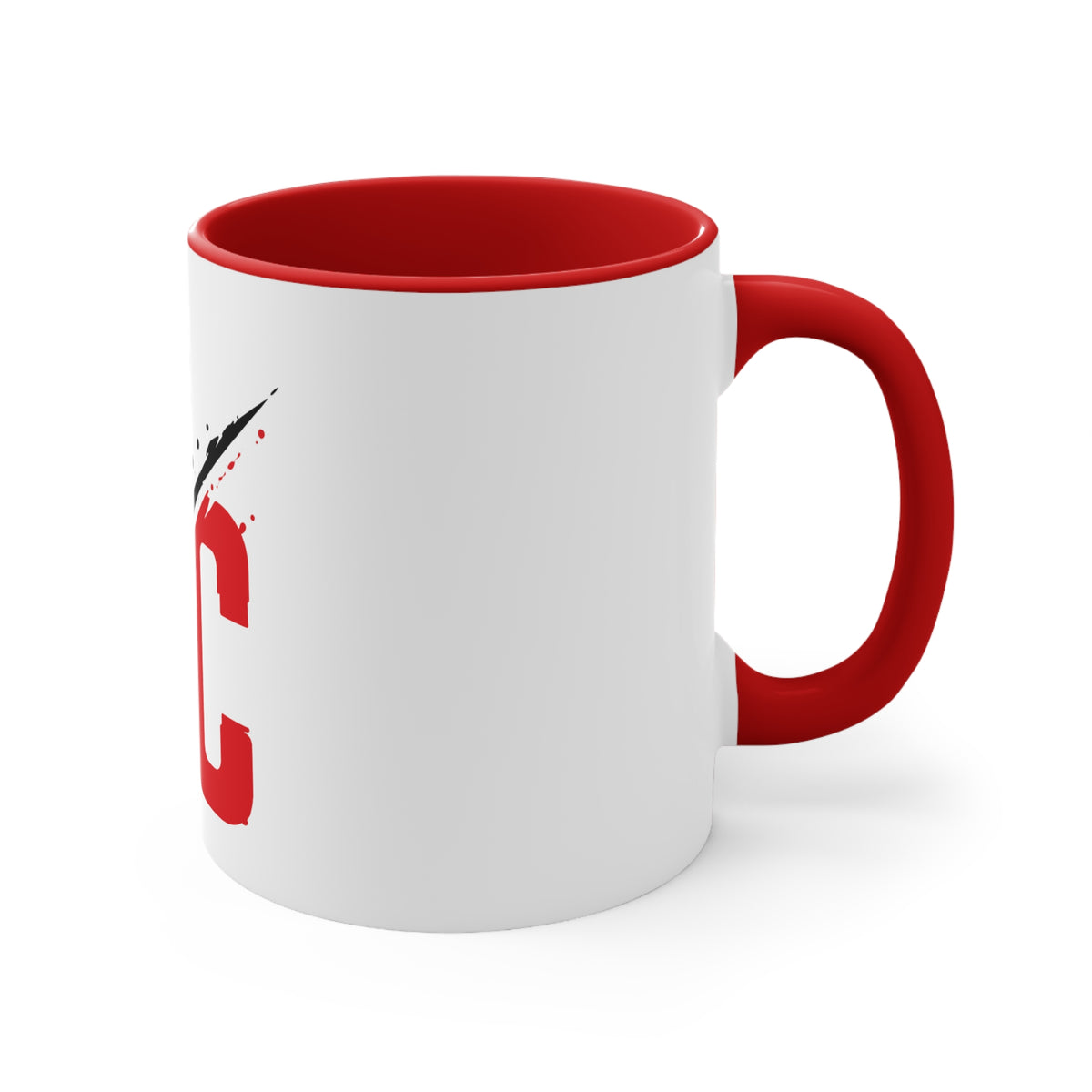 Accent Mug — CC Monogram Split Brush Stroke Coffee Cup (Pink Interior)