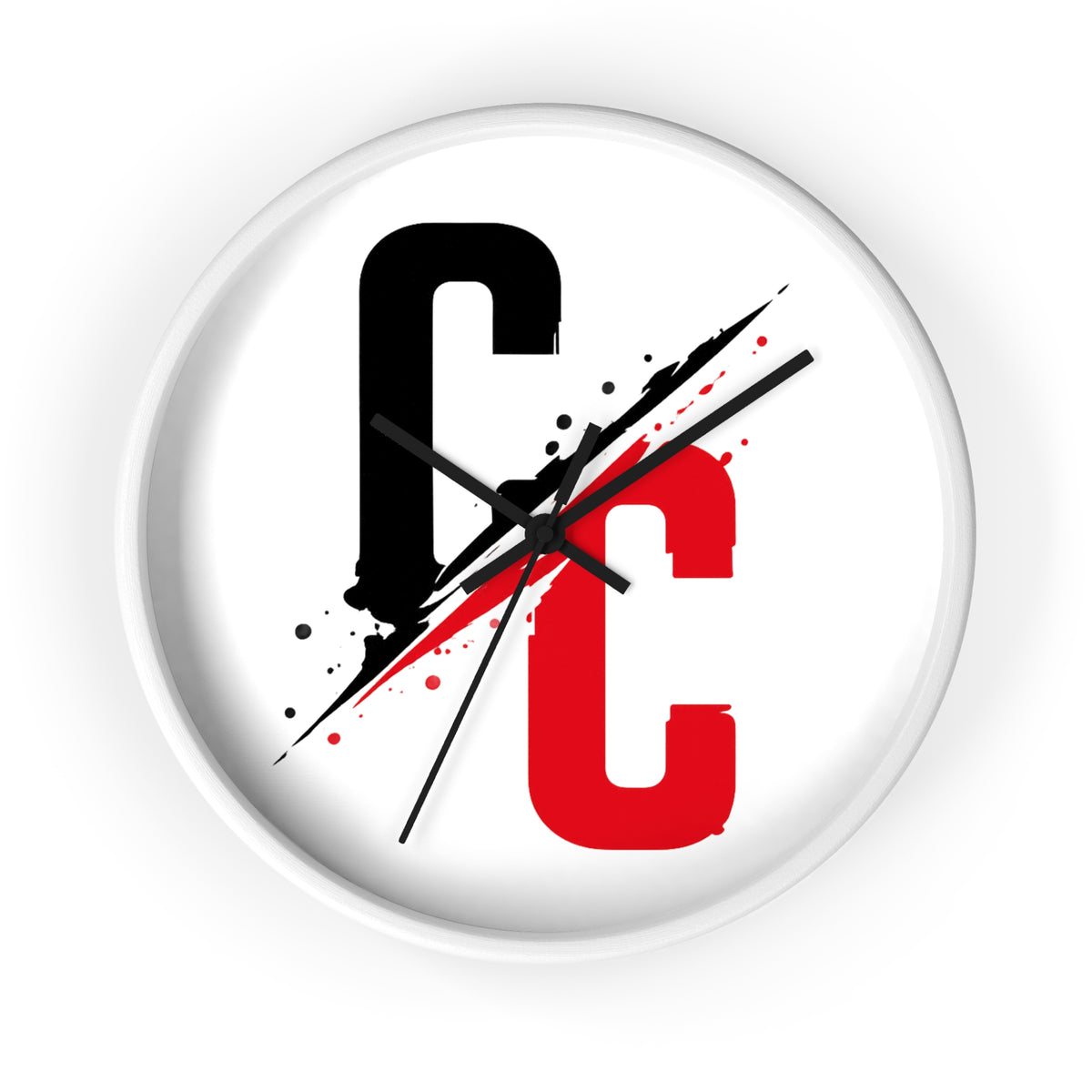 CC Split-Strike Wall Clock — Modern Black & Red Graphic Timepiece