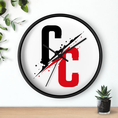 CC Split-Strike Wall Clock — Modern Black & Red Graphic Timepiece