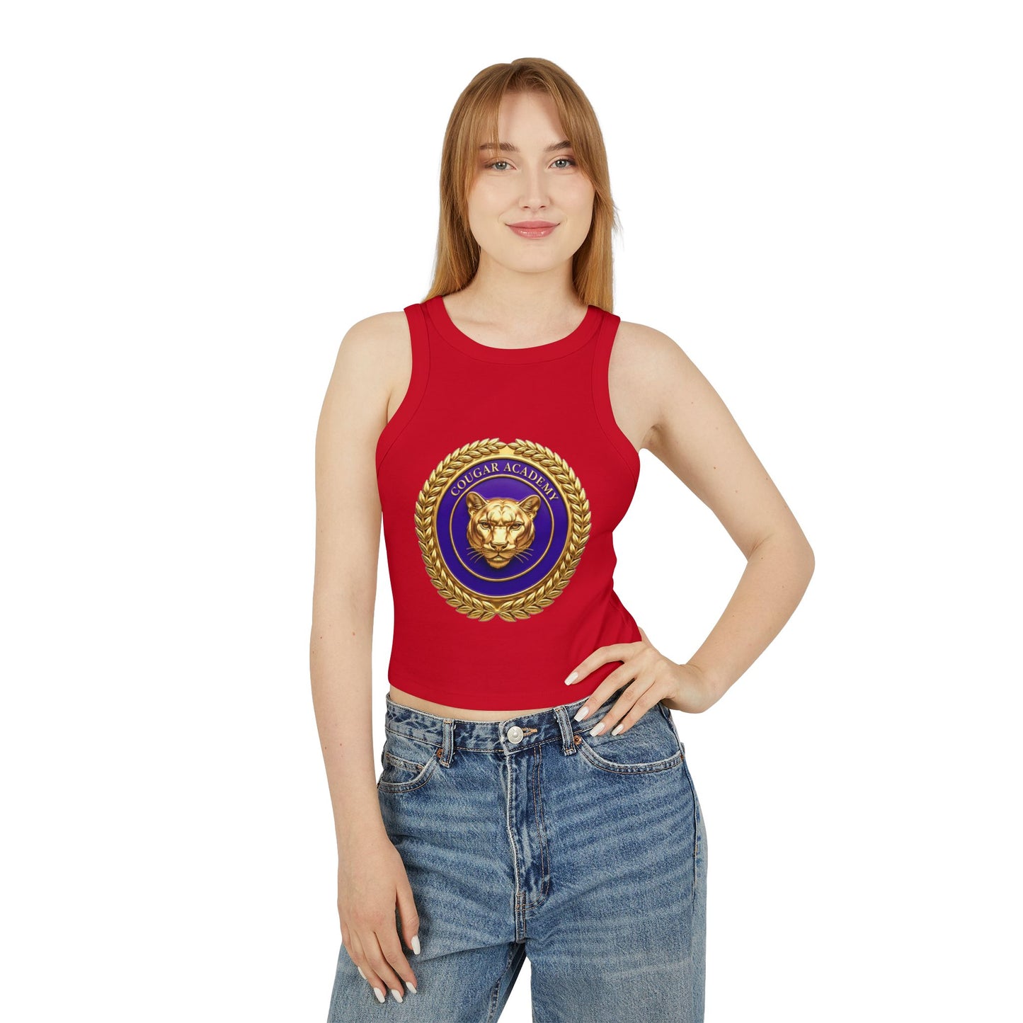 Cougar Academy Emblem Racer Tank Top
