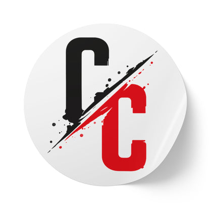 Round Logo Sticker Roll — Black & Red 'C/C' Branded Labels