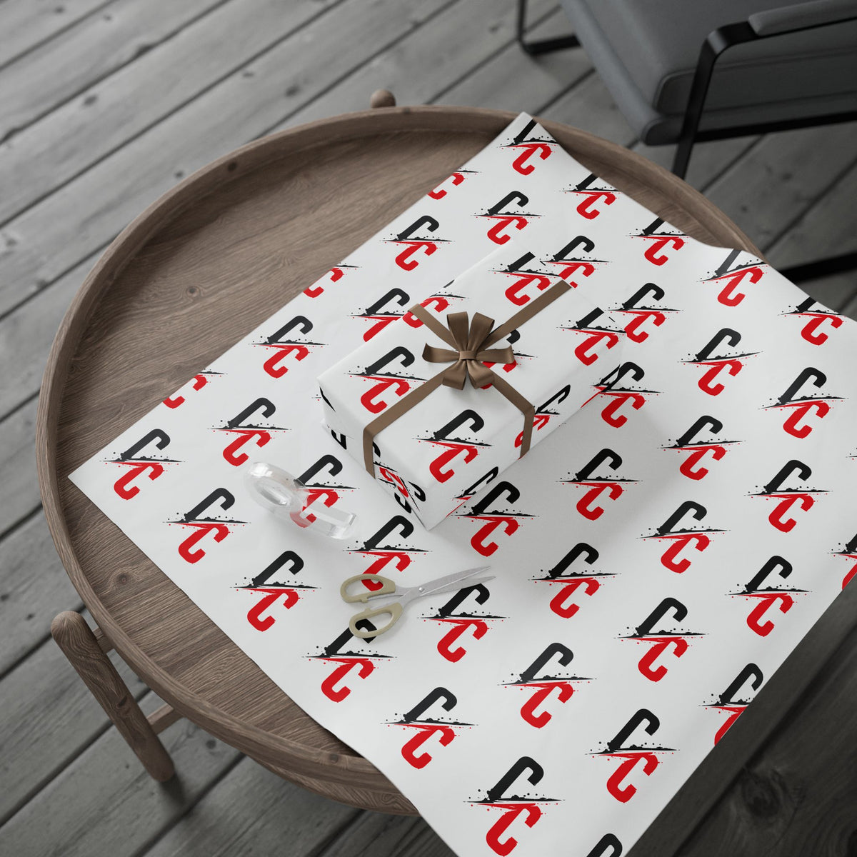 Decorative Wrapping Paper — Red & Black Brushstroke Pattern