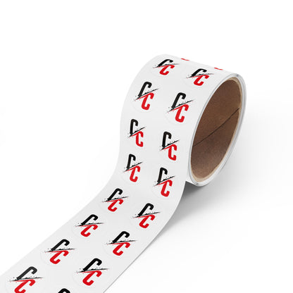 Round Logo Sticker Roll — Black & Red 'C/C' Branded Labels
